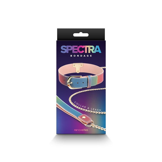 Spectra Bondage Collar & Leash Rainbow - Temptations