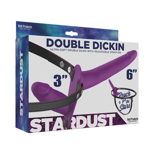 Stardust Double Dickin Dual Function Strap On With Harness Silicone Purple - Temptations
