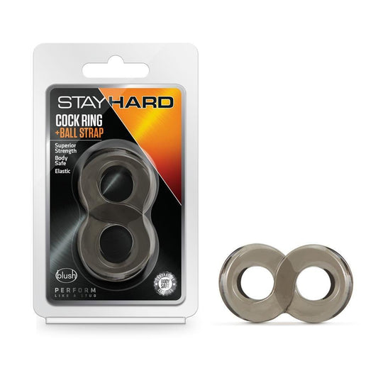Stay Hard Cock Ring And Ball Strap Black - Temptations
