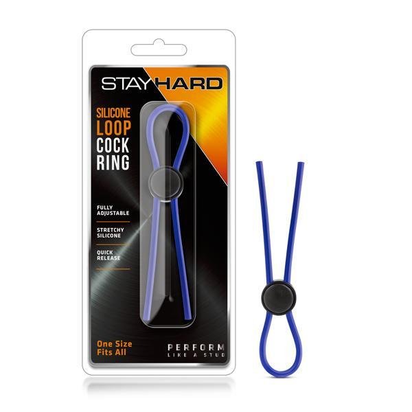 Stay Hard Silicone Loop Cock Ring Blue - Temptations