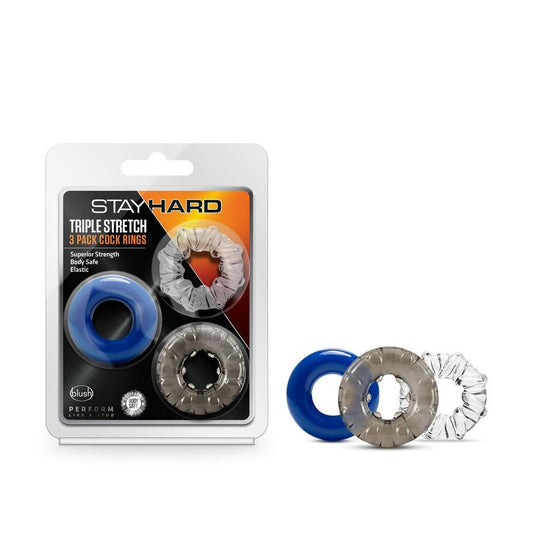 Stay Hard Triple Stretch 3 Pack Cock Rings - Temptations