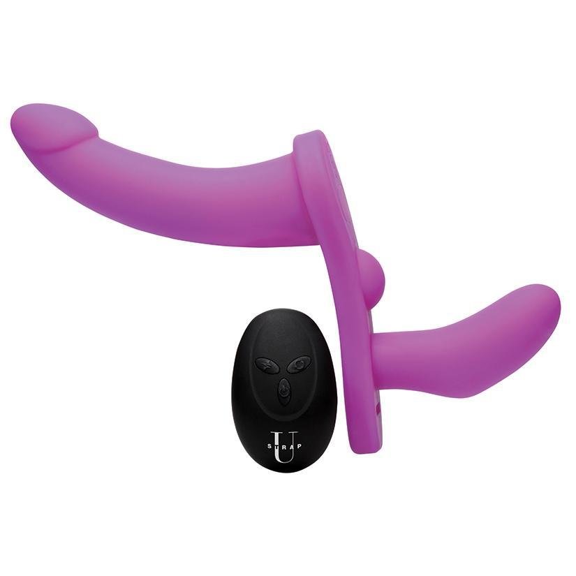 Strap U Double Take 10X Vibrating Double Penetration Strap - On - Purple - Temptations