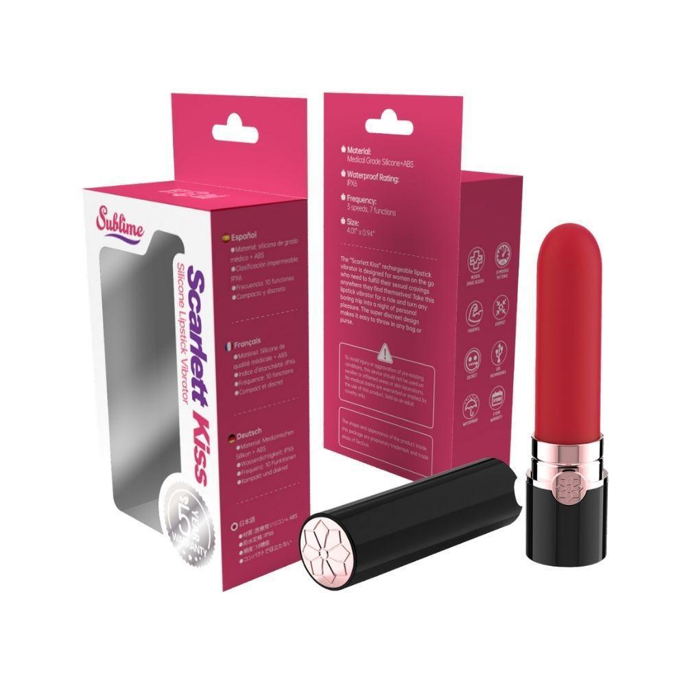 Sublime Scarlett Kiss Silicone Lipstick Vibrator Red - Temptations
