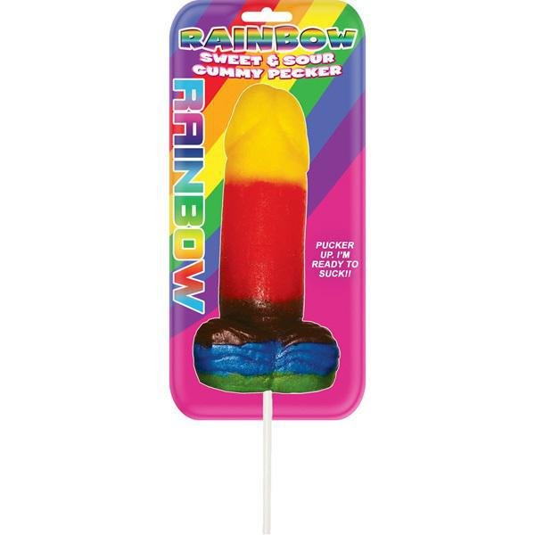Sweet & Sour Jumbo Rainbow Gummy Cock Pop - Temptations