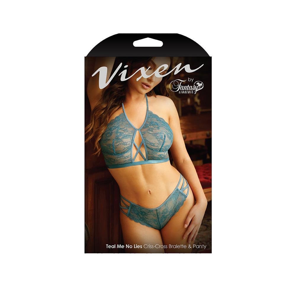 TEAL ME NO LIES CRISS - CROSS BRALETTE & PANTY - Temptations