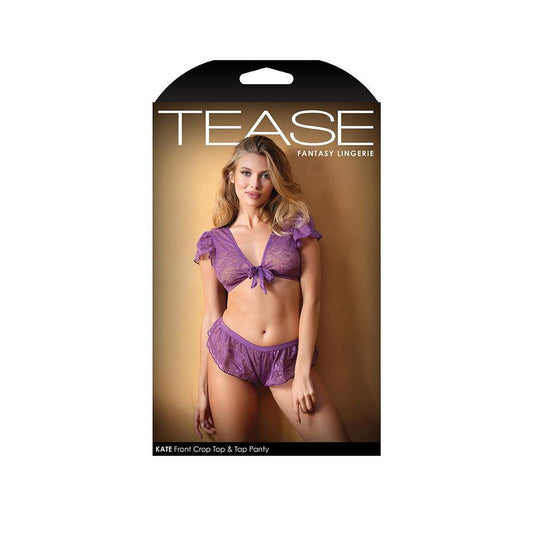 Tease Kate Tie Front Lace Crop Top With Matching Tap Panty - Temptations