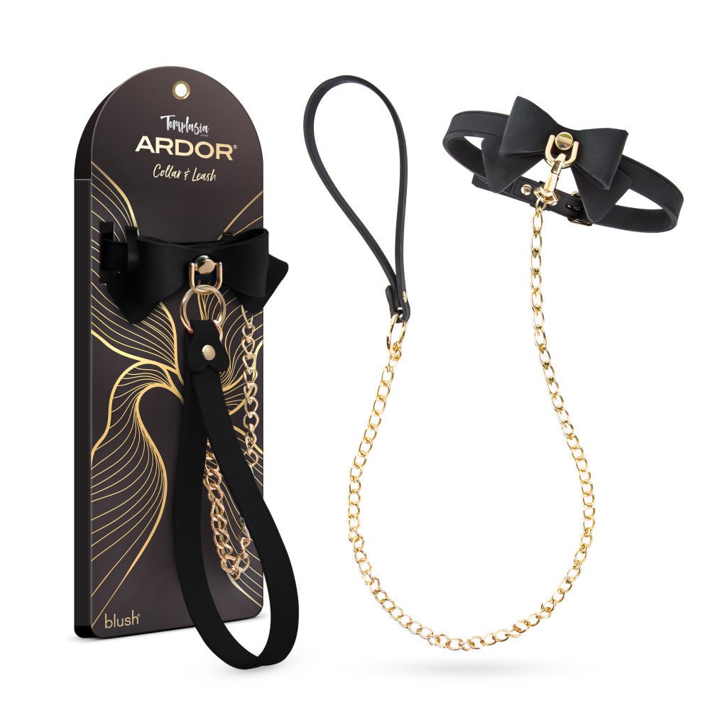 Temptasia Ardor Collar & Leash Black With Bow