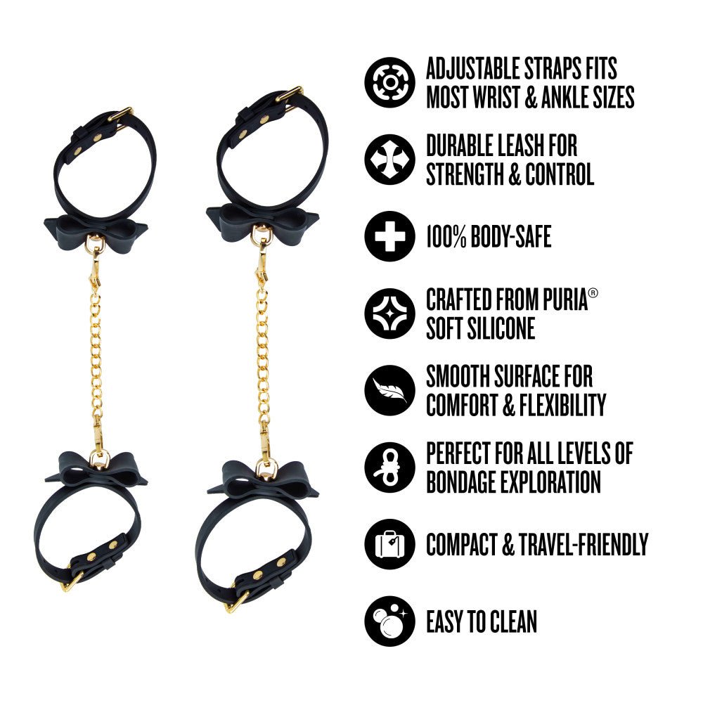 Temptasia Ardor Wrist & Ankle Restraints Black With Bow