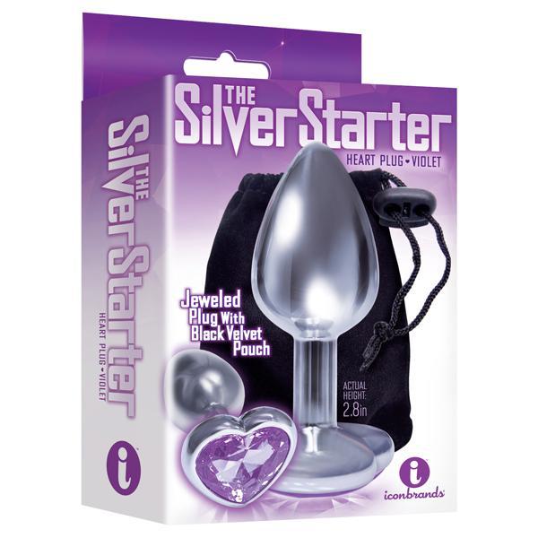 The 9's The Silver Starter Bejeweled Heart Stainless Steel Plug Violet - Temptations