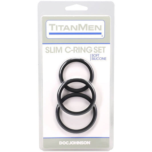 Titanmen Slim C-Ring 3pc Silicone Set Black