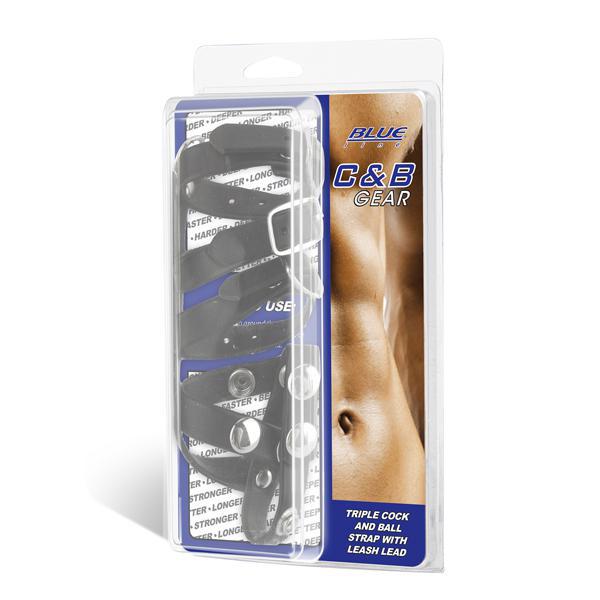 TRIPLE COCK AND BALL STRAP WITH LEASH LEAD - Temptations