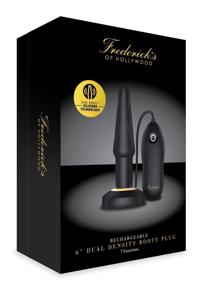 USB Rechargeable 6″ Dual Density Booty Plug - Black - Temptations