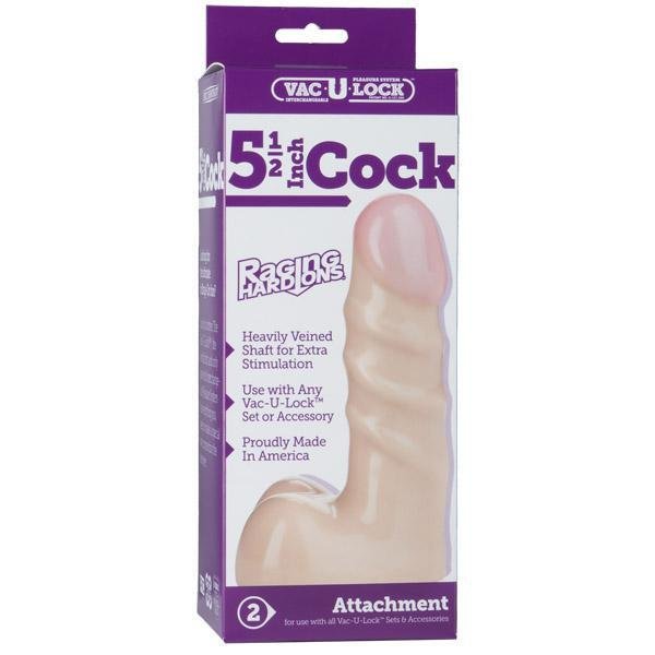 Vac - U - Lock - 5.5" Cock - Raging Hard - Ons™ White - Temptations