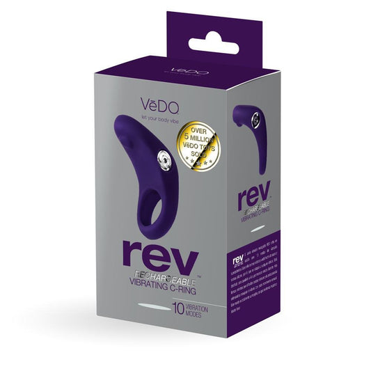 Vedo Rev Rechargeable Vibrating C - Ring Purple - Temptations