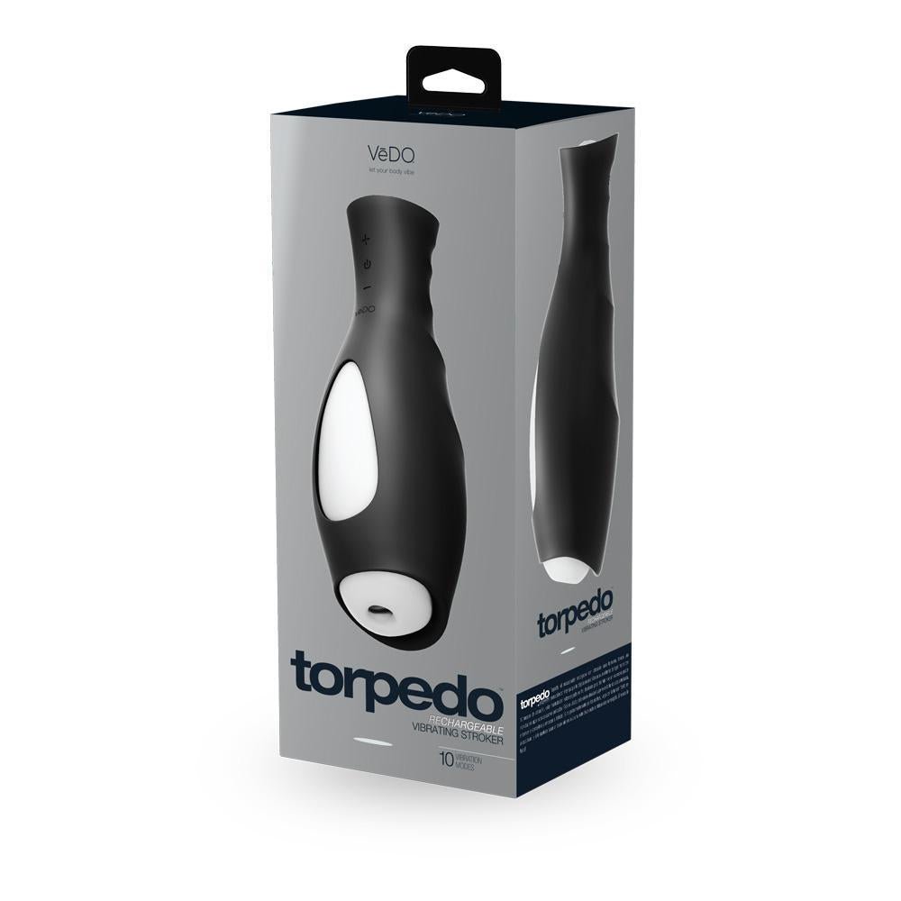 Vedo Torpedo Rechargeable Vibrating Stroker Just Black - Temptations