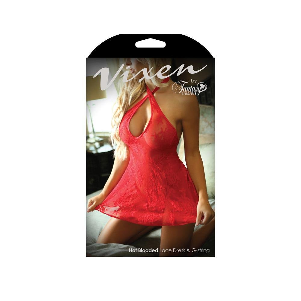 Vixen Hot Blooded Lace Dress & G - string - L/XL Boxed - Temptations