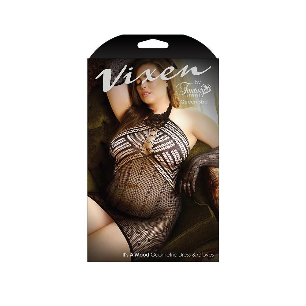 Vixen Its A Moon Geometric Dress & Gloves - Temptations