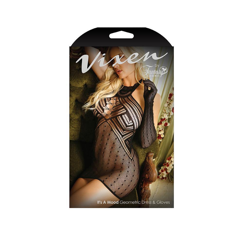 Vixen Its A Moon Geometric Dress & Gloves - Temptations