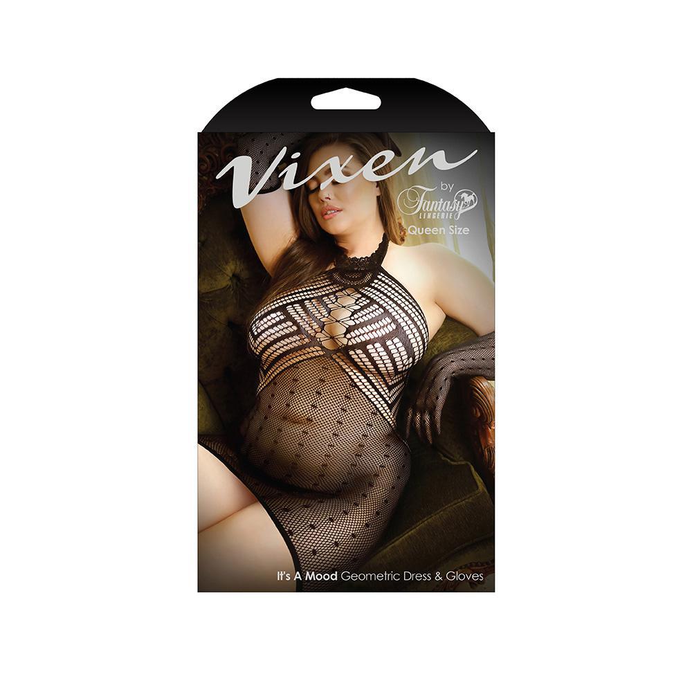 Vixen Its A Moon Geometric Dress & Gloves - Temptations
