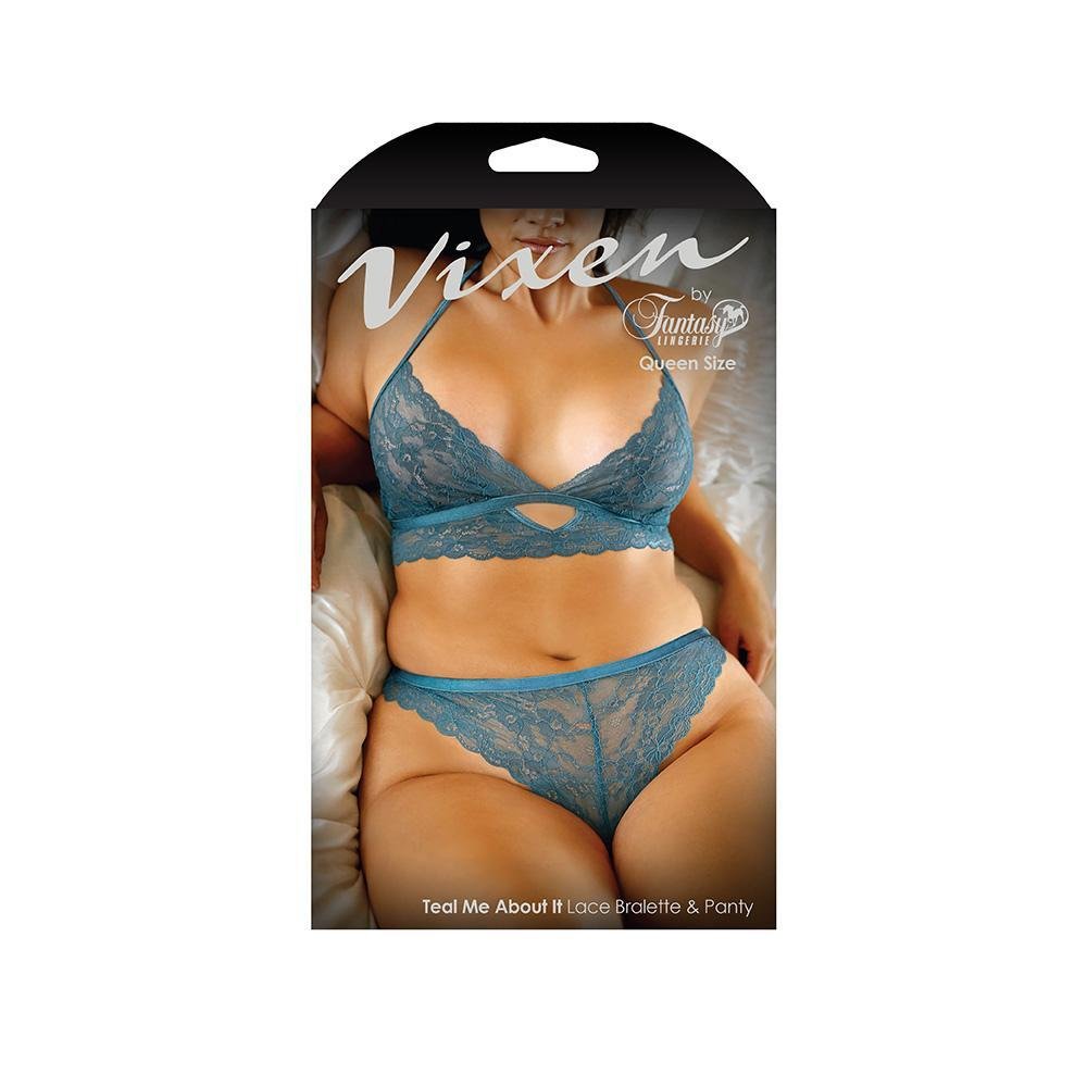 Vixen Teal Me About It Lace Bralette & Panty - Temptations