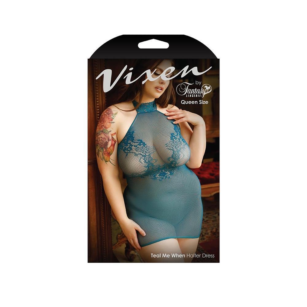 Vixen Teal Me When Halter Dress - Temptations