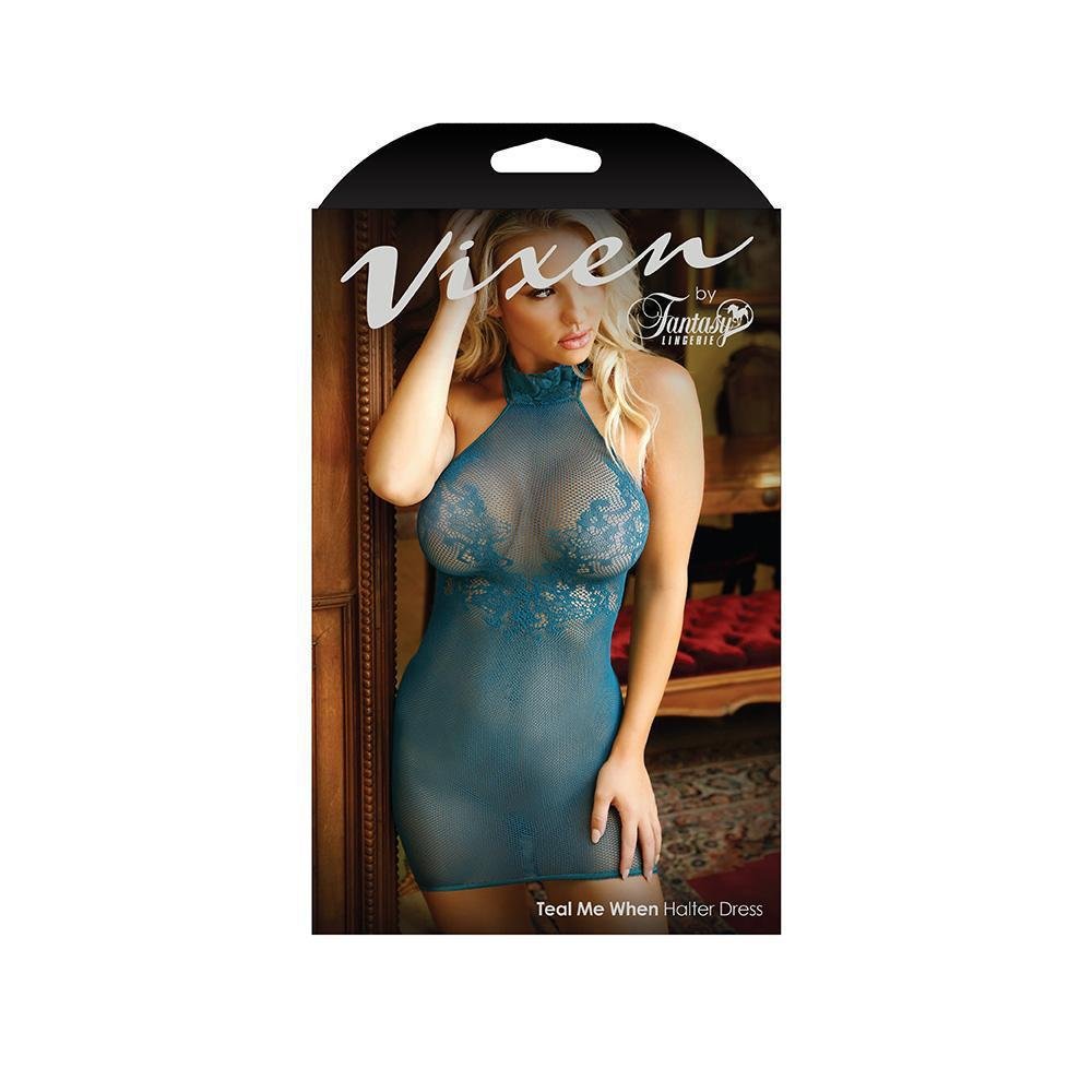 Vixen Teal Me When Halter Dress - Temptations